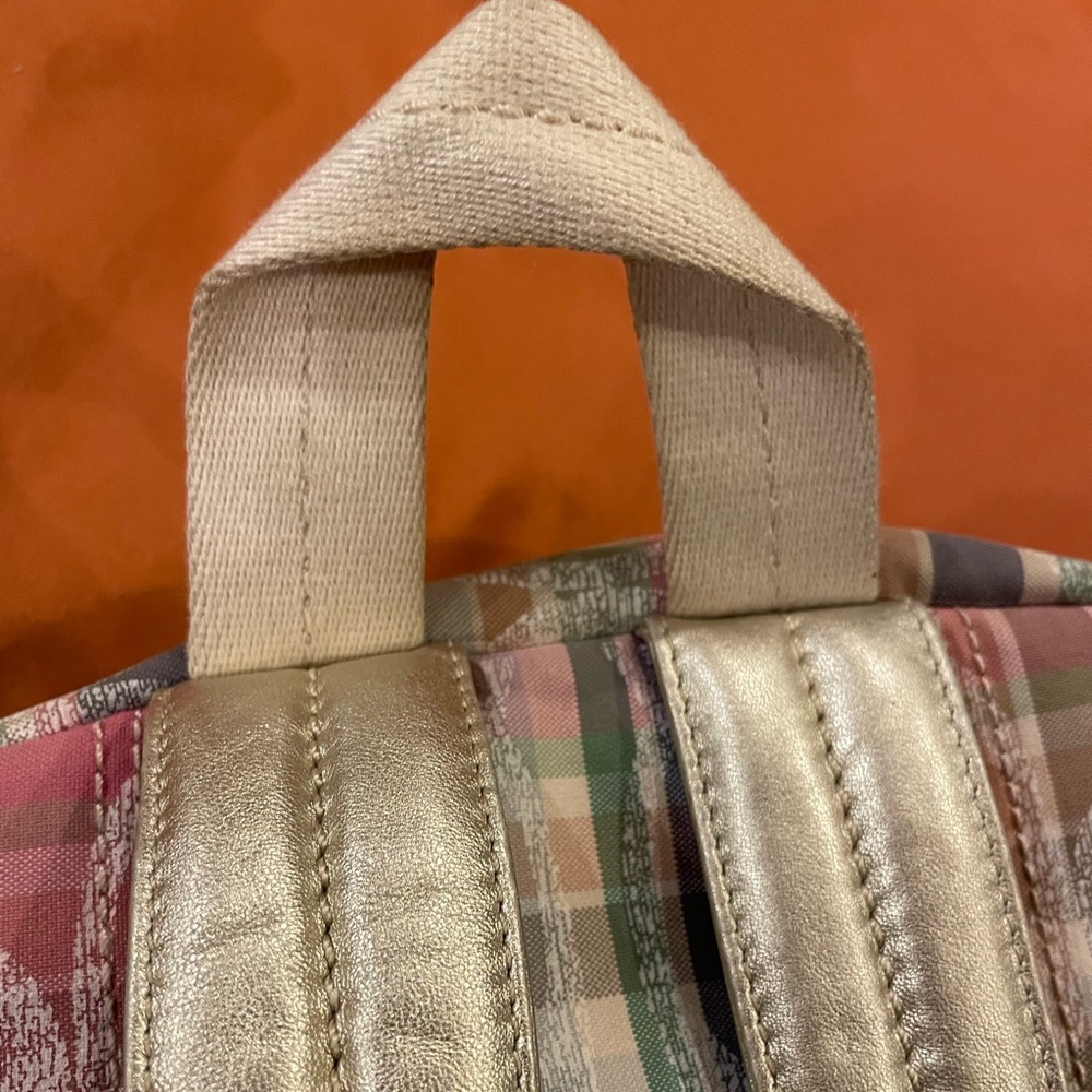 Coach Signature Poppy Multicolor Madras Backpack F21886 Bookbag - Picture 11 of 14